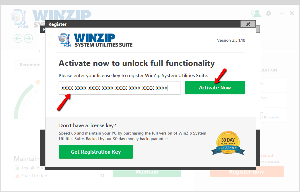 free registration key for winzip system utilities suite